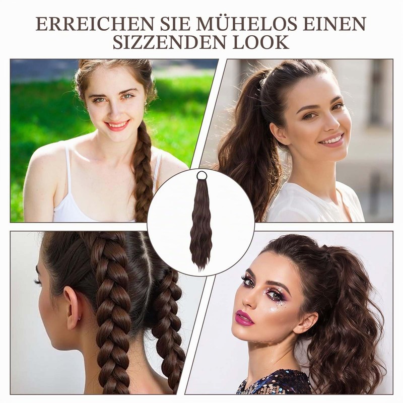 2 Pieces Hair Extensions Braid, Dark Brown Hair Extensions Braid