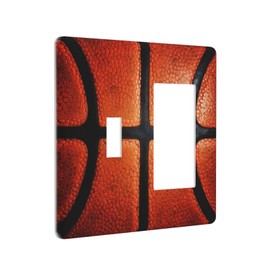 Funny Basketball Combination Wall Plate 2 Gang 1 Toggle 1 Rocker Light Switch Cover Decorator Switch Plate Outlet Cover, 4.5 x 4.5 Inch