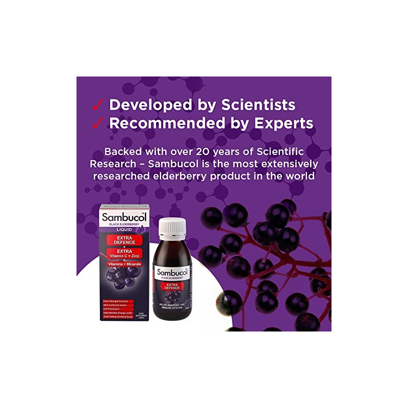 Sambucol Natural Black Elderberry Extra Defence, Vitamin C, B6 &
