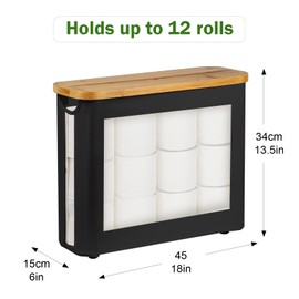 Toilet Paper Basket, Toilet Paper Storage with Lid - Bamboo Toilet Paper Holder, Bathroom Organizer for Toilet Tissue, Free Standing Toilet Paper Storage Bin with Handle