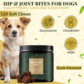 Barrow & Hound - Hip & Joint Chews for Dogs – 120 Soft Chews with Glucosamine, MSM & Chondroitin – Joint Mobility & Cartilage Support – Duck Flavor