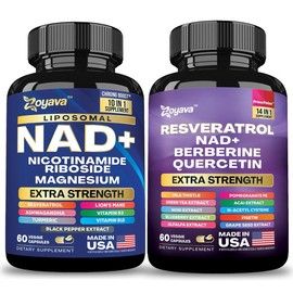 Eternal Wellness Bundle - Zoyava NAD+ & Resveratrol All-in-One Supplement Combo for Extra Skin Aging Support, Vitality, & Overall Wellness - Made in USA:_120 Capsules Each (2 Months Supply)