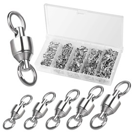 Annyswit 50 Pcs Ball Bearing Fishing Swivels, 0#-4# Swivels Fishing Tackle, High Strength Snap Swivel Quick Connector, High Strength Alloy Material Terminal Tackle for Saltwater and Freshwater Fishing