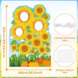 Fall Sunflower Photo Backdrop Autumn Harvest Themed Background Hollow Out Sunflower Theme Photography Backdrop Fall Farmyard Birthday Party Decoration for Thanksgiving Birthday Party Photo Props Décor