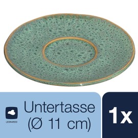 Leonardo Matera 018604 Saucer 1 Piece, Dishwasher-Safe Stoneware Saucer for Espresso Cups, 1 Ceramic Saucer, Green, Diameter 11 cm