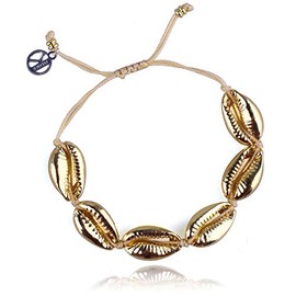 KELITCH Womens Gold Friendship Bracelets Shell Cowry Beads Bracelets Adjustable Bracelets Tropical Beach Bracelets