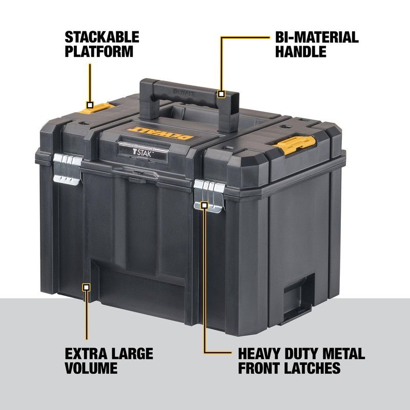 DEWALT TSTAK Tool Box, Extra Large Design, Removable Tray for