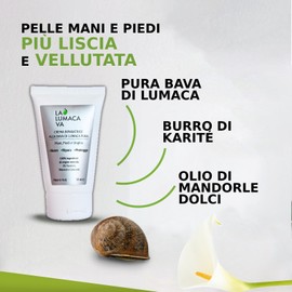 LA LUMACA VA - Creme für trockene und rissige Hände, auf Basis von reinem Schneckenschleim, Süßmandelöl und Sheabutter, auch geeignet als Fußcreme, reparierende und pflegende Wirkung, 50 ml
