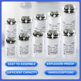EC Buying 10UF ±5% CBB65 Capacitor 450V Round Run Start Capacitor 450VAC for AC Motor Fan Start Heat Pump Air Condition Air Compressor Capacitors