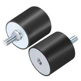 uxcell 2pcs M10x28mm Rubber Isolator Mounts with Studs 50x50mm Male Female Vibration Shock Absorber Zinc Plated Cylindrical Thread Mounts Anti Vibration Isolators with 2pcs M10 Lock Nuts