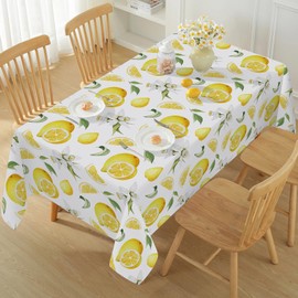 SASTYBALE Lemon Tablecloth Rectangle, Spill-Proof Summer Table Cloth Wrinkle Resistant Table Cover for Kitchen Dining Outdoor Holiday Party Decorations, 52 x 70 Inch