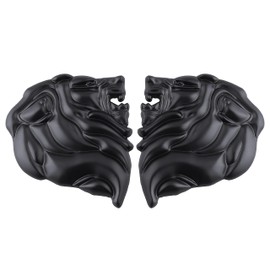 2PCS Lion Head Metal car Emblem 3D Animal Decoration Metal car Badge Rear car Tail Decoration Sticker (Black)