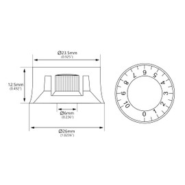 Banworks '60s Guitar Control Knobs 24-Spline Imperial Knobs 2 Tone and 2 Volume 6mm (15/64") Knobs Speed Knobs Top Hat for Gibson Les Paul SG Electric Guitars Pack of 4 JT/XN-08 Chrome