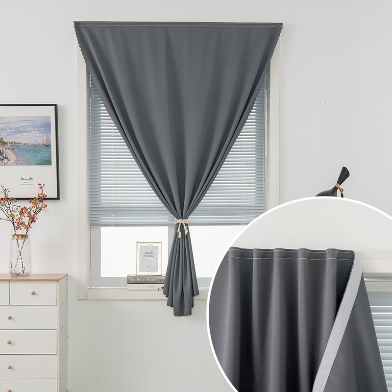 Sovtfides Magic Tape Stick On Curtains Window Shades Pull Down