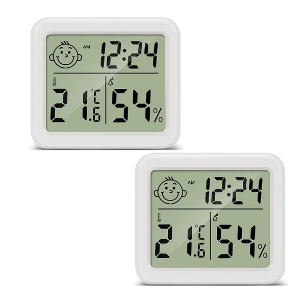 PAIRIER Digital Thermometer Hygrometer Pack of 2, Portable Thermometer Hygrometer
