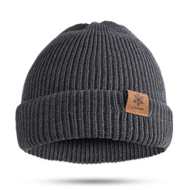 CAOZITOU Men's Women's Winter Merino Warm Winter Hat Thermal Beanie Knitted Hat Soft Comfortable for Outdoor Driving Ski, darkgray