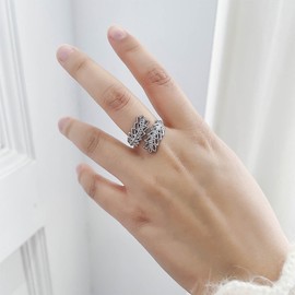 Allereya Boho Olive Leaf Ring Laurel Leaves Ring Silver Leaves Open Ring Adjustable Leaf Stacking Ring Olive Branch Ring Jewelry for Women