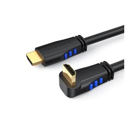 CableCreation 4K HDMI Cable 3ft Down Angle 90 Degree Right Angle, Support 4K@60Hz Ultra HD 3D Video, Male to Male Black HDMI Cable for TV, PC, Gaming and More