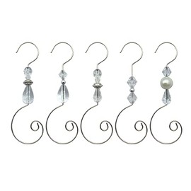 WEIBIAO Christmas Ornament Hooks - Silver Wire Hooks, Acrylic Jewelry Hooks with Christmas Tree Ornament Hooks-30 PK (Clear)