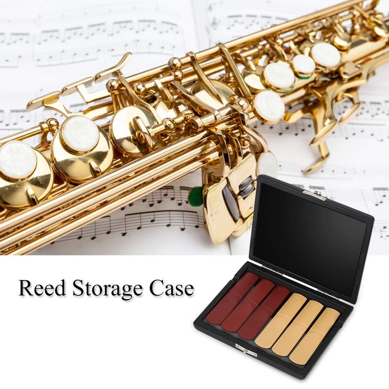 SOULONG Black PU Leather Saxophone Clarinet Case for 6 Reeds