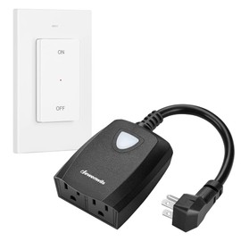 DEWENWILS Outdoor Wireless Remote Control Dual 3-Prong Outlet Weatherproof, Expandable Indoor Electrical Power Strip with Wall/Portable Light Switch, 15A, 7-inch Cord 100FT Range, ETL Listed