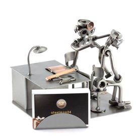 Steelman24 I Nuts and bolts sculpture Ear, Nose And Throat Doctor With Business Card Holder With Personal Engraving I Handmade metal ornaments