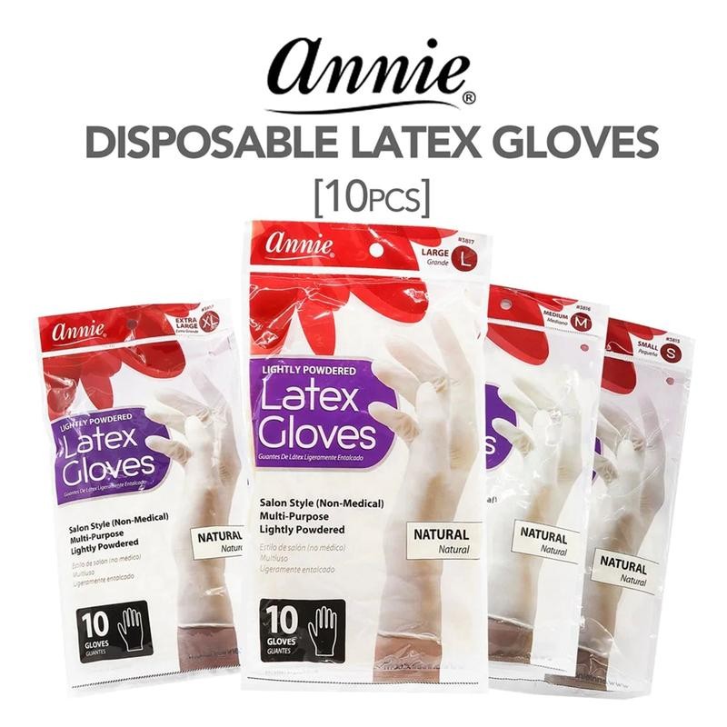 Annie Lightly Powdered Latex Gloves Natural 10pcs - Size: Medium