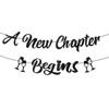 A New Chapter Begins Banner, Pre-Strung Glitter Party Banner Decor