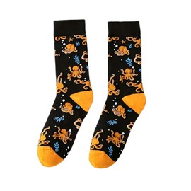 Tindo Colourful Socks with Motif Funny Crazy Socks for Men and Women Gift Socks Unisex One Size UK 3-9 Crew Socks 1 Pair, Octopus
