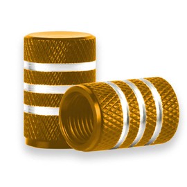 5 Pcs Tire Valve Stem Cap Cover, Aluminum Car Tire Valve Stem Caps, Air dust Proof Cover with Rubber Seal, Universal for Cars, SUVs, Bike, Trucks and Motorcycles (Gold)