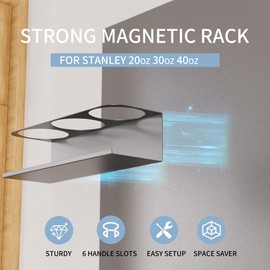 SUYUZUR Magnetic Cup Holder for 30/40 oz Tumblers – Cup Holder & Organizer with 6 Slots Magnetic Fridge Lid Rack Water Bottle Organizer for Tumblers Cups and Bottles – 3-Pack Black