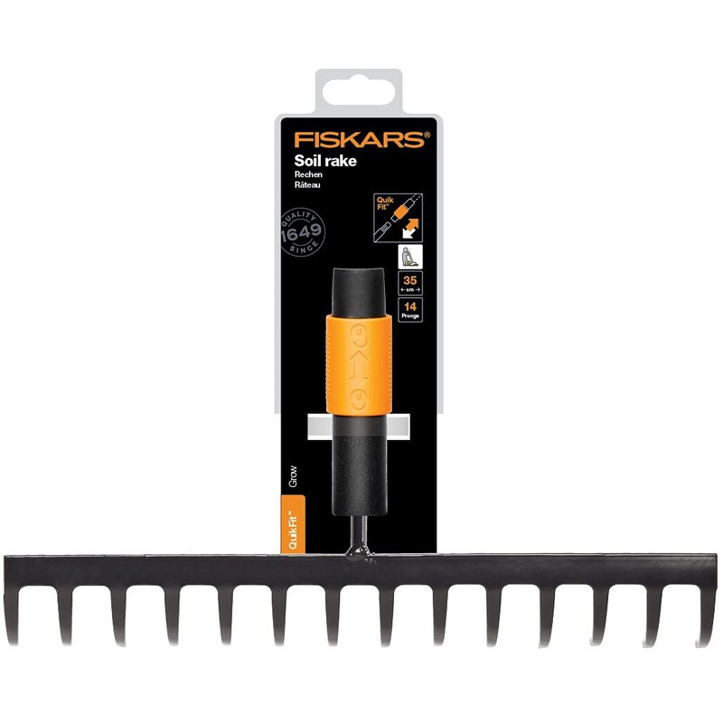 Fiskars Rake with 14 Prongs, Tool Head, Width: 36 cm,