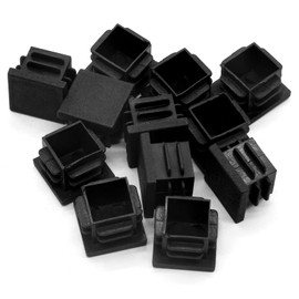 Jiozermi 12 Pcs 3/4" Square Plastic Plug, Black Square Plastic End Cap Furniture Finishing Plug for Pipe Post, Chairs and Furniture