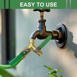 Wasserverteiler 2fach：2 Wege Verteiler Wasser 3/4 zoll,Wasserhahn Verteiler 2 Wege,Durchflussstarker Wasser Verlängerter Griff,Vernickelt Messing Wasserhahn für Haus, Waschmaschine,Gartenschläuche