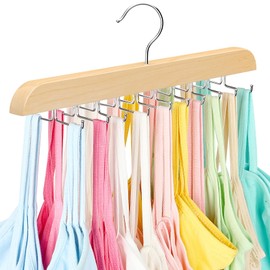 Resovo Tank Top Hanger with Premium Wood, 20 Large Capacity, Space Saving,360 Degree Rotating, Foldable Metal Hooks, Tank Tops