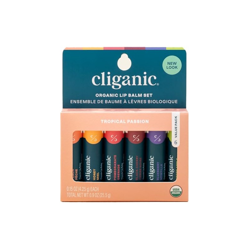 Cliganic Set de Bálsamos Labiales Orgánicos (Blanco, Paquete de 1