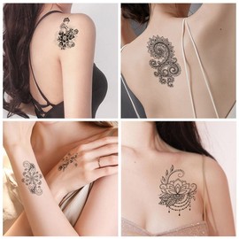 12 sheets all tattoo sticker tattoo flower henna lettering - HC1-12 / 12장 몽땅 타투 스티커 문신 플라워 헤나 레터링 - HC1-12