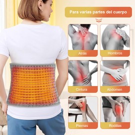 Compresa Caliente Electrica, Calentamiento Rápida Heating Pad, Con Cinturón y Bolsillo Ajustables para Alivio de Dolores de Espalda, Hombros y Cuello, Manta Termica con 10 Ajustes de Temperatura y 4 Ajustes de Temporizador