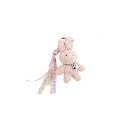 Fuqimanman2020 Lovely Bear Rabbit Plush Stuffed Keychain, Pearl Plush Keychain, Decoration Accessories For Backpack Bag Purse(Pink Rabbit)