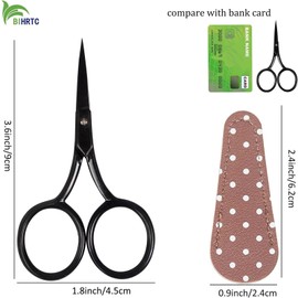 BIHRTC 3.6inch Craft Scissors Crochet Scissors Stainless Steel Sharp Pointed Scissors with Leather Scissors Cover Threading Scissors for Needlework Artwork Sewing Handicraft DIY Too