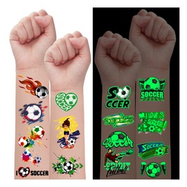 Leesgel 20 Sheets Football Tattoo Children's Luminous Football Tattoo Stickers Children's Tattoos Football Stickers Temporary Tattoos Boys Football Party Bag Children's Birthday Party Gift Football