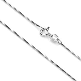 Aka Gioielli® - Venetian Chain 1 mm 925 Sterling Silver Rhodium-Plated - Women's Necklace Lengths: 40 45 50 55 60 70 cm, Sterling Silver