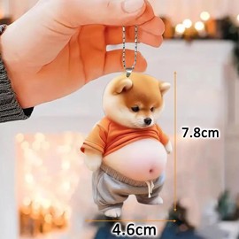 KVKIE Shiba Inu Keychain, Stylish, Cute, Shiba Inu, Goods, Mascot, Keychain, Dog, Keychain, Car Backpack, and More, orange