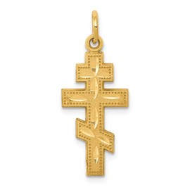 Roy Rose Jewelry 14K Yellow Gold Eastern Orthodox Cross Charm 29mm length