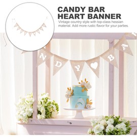 LUOEM Candy Bar Banner Heart Shape Hessian Bunting Banner Rustic Wedding Burlap Banners for Party Decoration