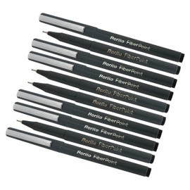 FibrePoint Fineliner Pens, BLACK, Extra Fine Tip (0.5mm), Pack of 10, Ideal for drawing colouring sketching doodling writing, iZOFAX Black Ball Pen