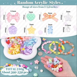 AstraGlam Assorted Acrylic Beads,400-450PCS Mixed Cute Bead for Bracelet Making,Aesthetic Flower Bow Butterfly GummyBear Round Star Kawaii Charms for Jewelry Necklace Making DIY Keychain Phone Charm