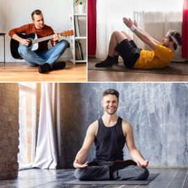 GRPSKCOS Non Slip Socks for Men House Socks with Grips 3 Pairs Anti-Skid Yoga Pilates Tile Wood Floors Hospital Slipper Socks (01 Black+gray+navy Blue, 13-15)