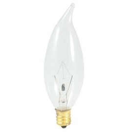 25 Pack -- 25 Watt Clear Flame Shaped Incandescent Light Bulb, Candelabra Base
