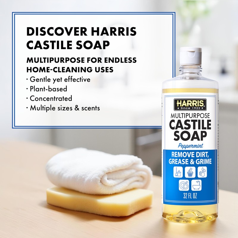 HARRIS Multi-Purpose Pure Castile Soap, Made with Olive, Coconut, and
